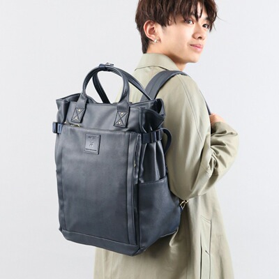 日本乐天双肩包PU皮革商务电脑男包旅行背包bags书包女包backpack