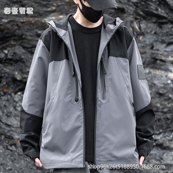 American Outdoor Sports and Leisure Windbreaker Windproof and Waterproof Hooded Jacket Suitable for Northern Embroidered Logo Single Jacket 8898