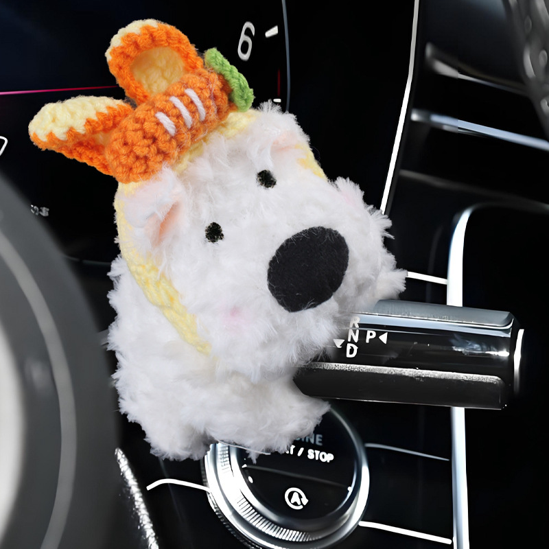 West Highland Car Bloque Decoración Coche Muñeca de felpa Muñeca Limpiaparabrisas Luz de dirección Accesorios de coche Adornos Mujer