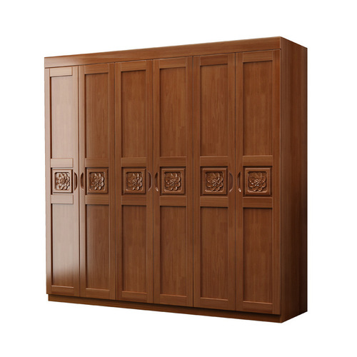 Modern Minimalist Chinese Style Rubber Wood Solid Wood Wardrobe Home Bedroom Dresser Furniture for Small Households
