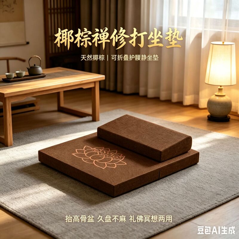 Meditation cushion, Zen cushion, cushion for sitting and meditation, thickened foldable square fabric cushion, coconut fiber cushion, suitable for home use, for students Meditation cushion, Zen cushion, cushion for sitting and meditation, thickened foldable square fabric cushion, coconut fiber cushion, suitable for home use, for students