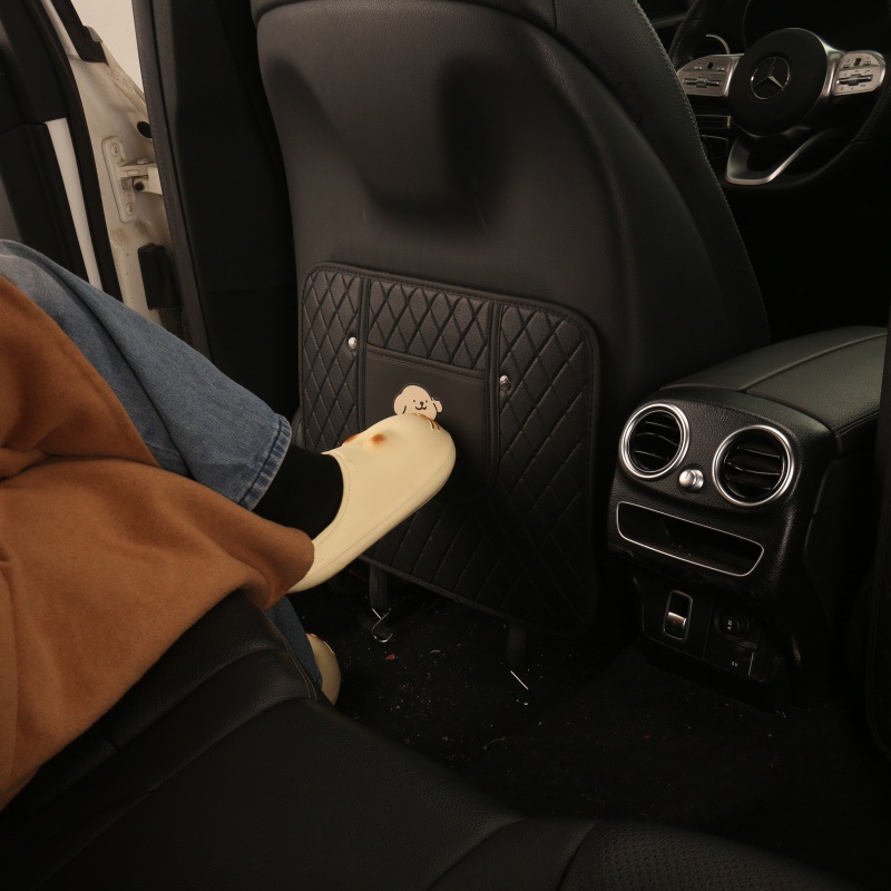 Car Seat Back Anti-Kick Pad Quilted Embroidered Driving Puppy Anti-Kick Pad Car Seat Back Anti-Fouling Pad Anti-Dirty Pad