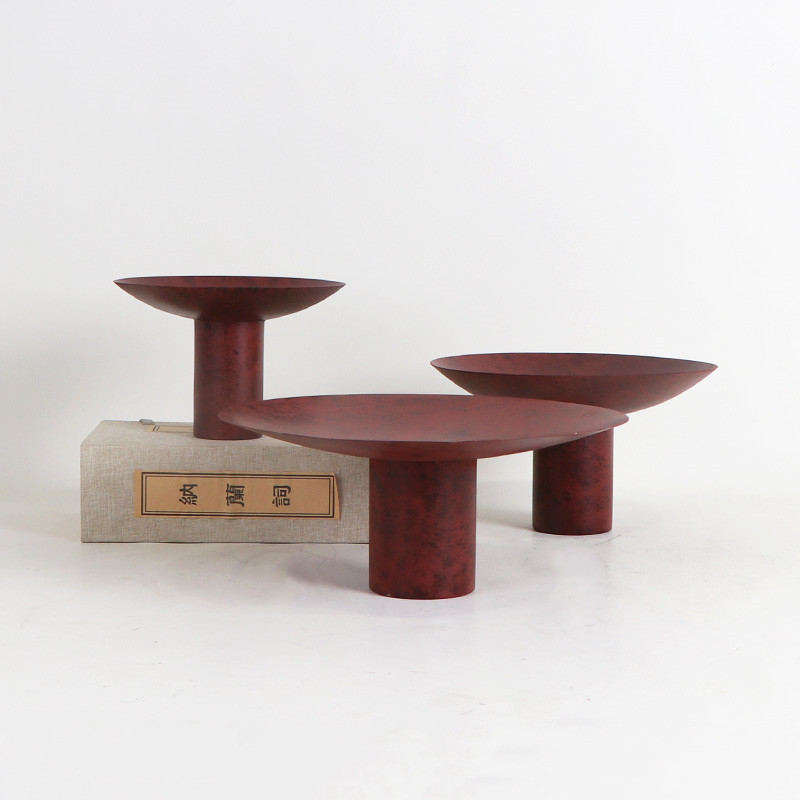 New Chinese Red Bronze Countertop Metal Flower Creative Immortal Plant Moss Potted Desktop Fruit Plate Soft Decoration