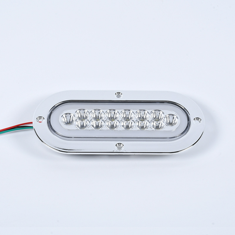 Cross-Border In-Stock Truck Tail Light 12V24V14Led Oval Light Guide Flowing Arrow Truck Tail Light Truck Side Light