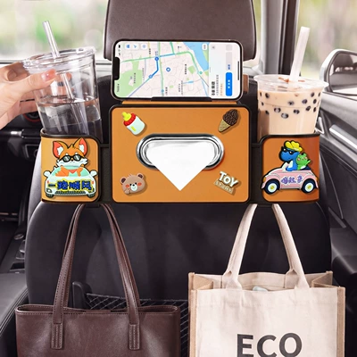 Mobile Phone Holder Hanging Rear – Car tissue box/set - safe-journey-seat-4-in-1-storage-box-4th-generation-orange