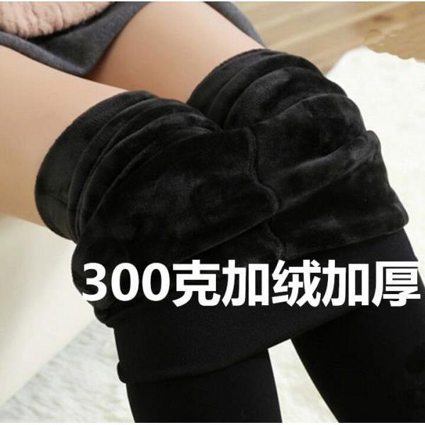 秋冬款女士加绒加厚健美裤脚登棉一体打底裤袜子踩脚保暖靴子裤|undefined