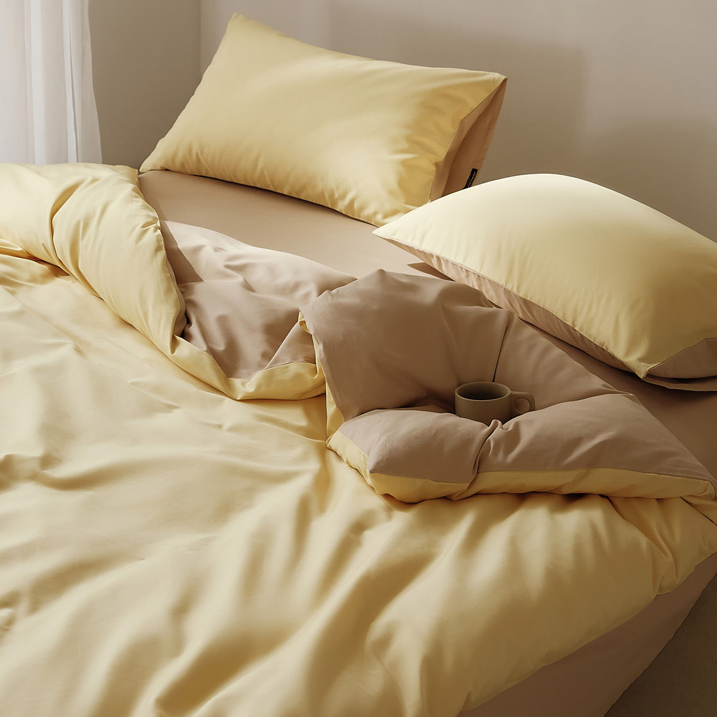 Yunqi-daisy milk coffee / 0.9-1.2m bed [sheet type] three-piece quilt cover 150*200cm sheets 180*230cm pillowcase 48*74cm