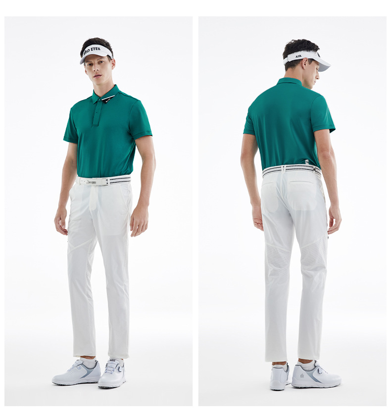 Áo phông thể thao nam ngắn tay chơi golf MMO EYES, chất liệu co giãn cao thoáng khí — M23YF002-Áo màu xanh lá cây, M23YF005-Áo màu xám, M23YF004-Áo màu đen, M23YF005-Áo màu trắng chi tiết 8