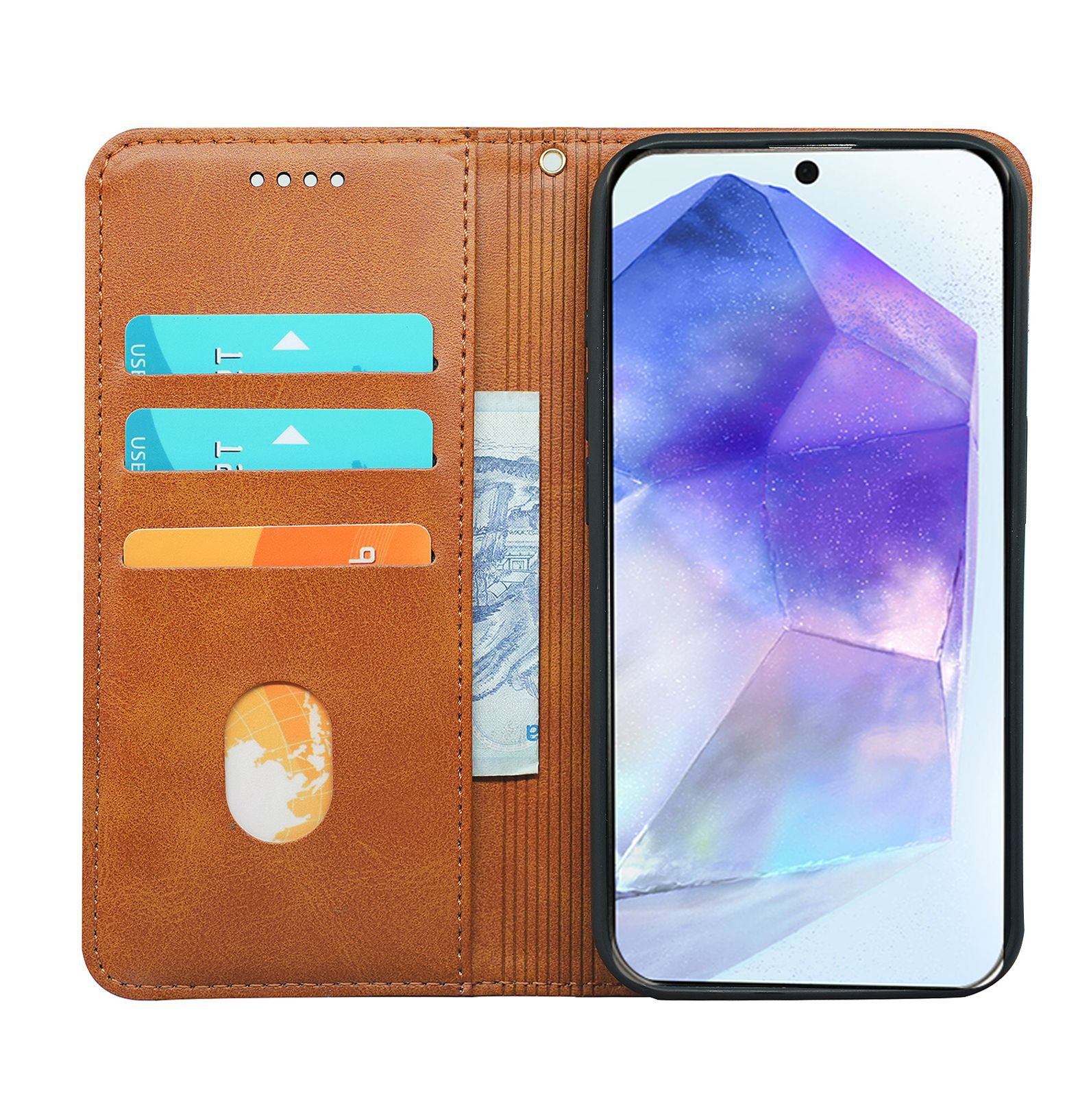 Leather Flip Cover For Samsung Galaxy A25e A16 A15 Stand Case_voghion.com