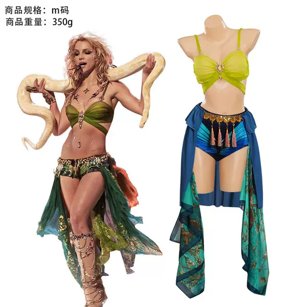 Little Sweet Britney Stage Performance Cosplay Costume Britney Spears Halloween Cosplay Dancing with Snakes