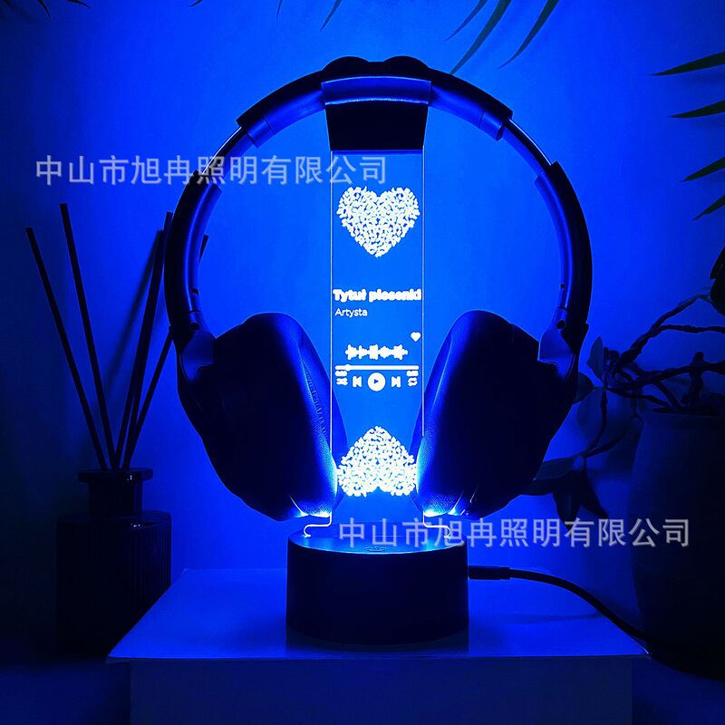 Cross-Border Amazon Multi-Platform Supply Acrylic Headphone Stand 3D Night Light Creative Shape Headphone Storage Base Cross-Border Amazon Multi-Platform Supply Acrylic Headphone Stand 3D Night Light Creative Shape Headphone Storage Base