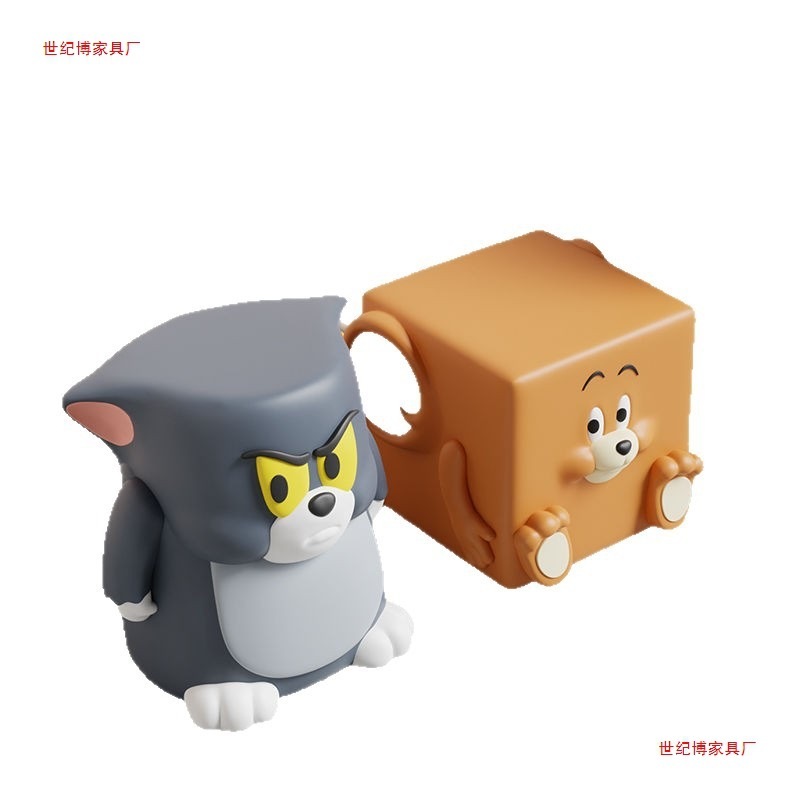 卡通小凳子猫老鼠落地摆件客厅矮凳电视柜换鞋凳家居装饰品床头柜|undefined
