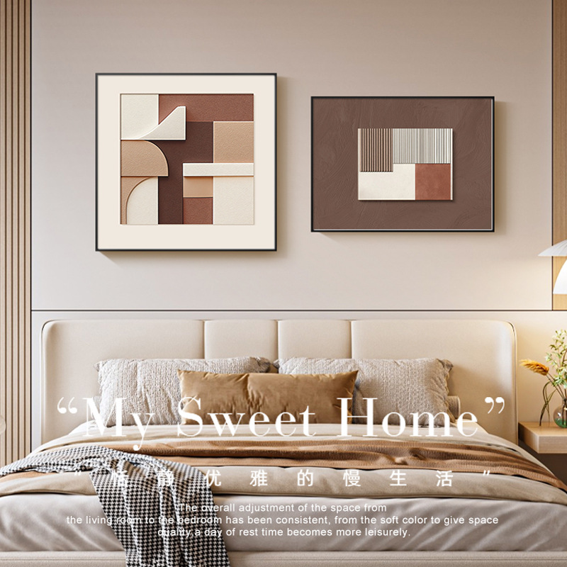 Morandi Bedroom Decorative Painting Abstract High-End Dining Room Living Room Hanging Painting Modern Master Bedroom Bedside Background Wall Mural