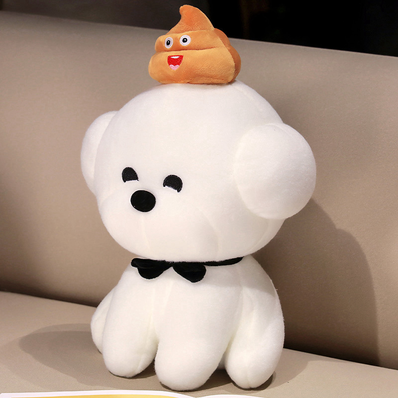 Pequeño oso, perro blanco, muñeca, juguete de peluche blanco, pequeño perro, perro extraño, muñeca, almohada, parodia.
