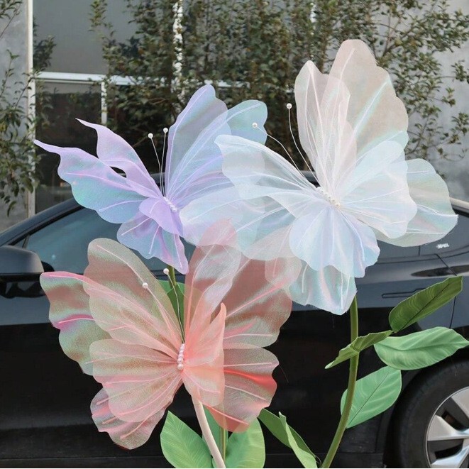 Chiffon Giant Butterfly Party Outdoor Festival Photo Shoot Engagement Valentine's Day Mother's Day Wedding Floral Decoration