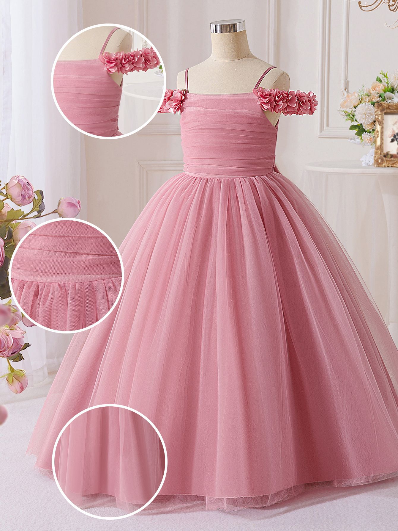 Vestido de niña transfronteriza de hombro de una palabra de piano vestido de fiesta vestido de princesa vestido de niños