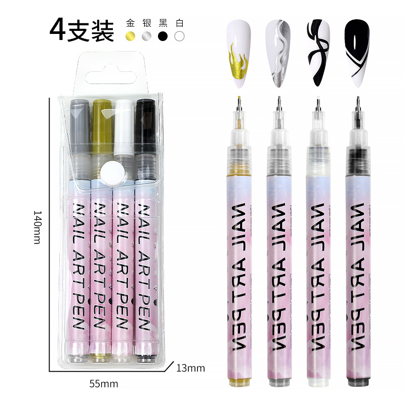 SOMEQI Bolígrafo para decoración de uñas de 12 colores para pintar y puntear, bolígrafo con punta de aguja para diario DIY, bolígrafo para delinear, bolígrafo para grafiti para decoración de uñas.