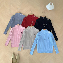 刺绣麻花半高翻领毛衣女秋冬2025新款宽松外穿针织衫长袖上衣打底