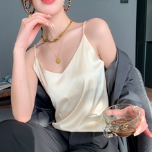 非真丝吊带背心女外穿法式辣妹吊带背心女夏缎面女士背心上衣女韩