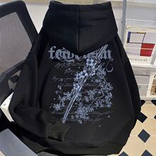 连帽卫衣男款冬季加绒加厚保暖衣服潮牌宽松青少年200-300斤外套