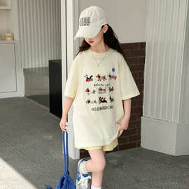 2025纯棉女童短袖T恤2025夏季新款儿童圆领腊肠狗时髦百搭上衣T恤