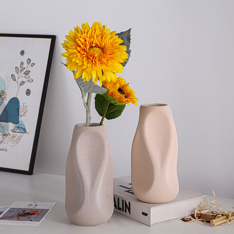 Adornos de escritorio de cerámica estilo INS, jarrón vintage para el hogar, arreglo de flores secas rústicas para mesa de salón, adornos estilo INS.