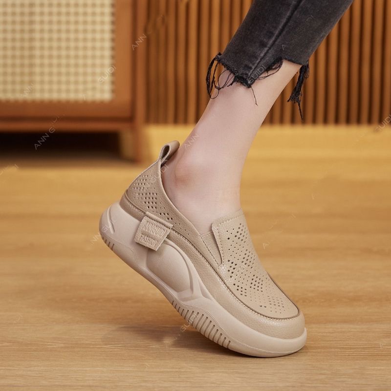 New platform shoes hollow shoes hole casual shoes women's soft sole single shoes one pedal lazy shoes_voghion.com