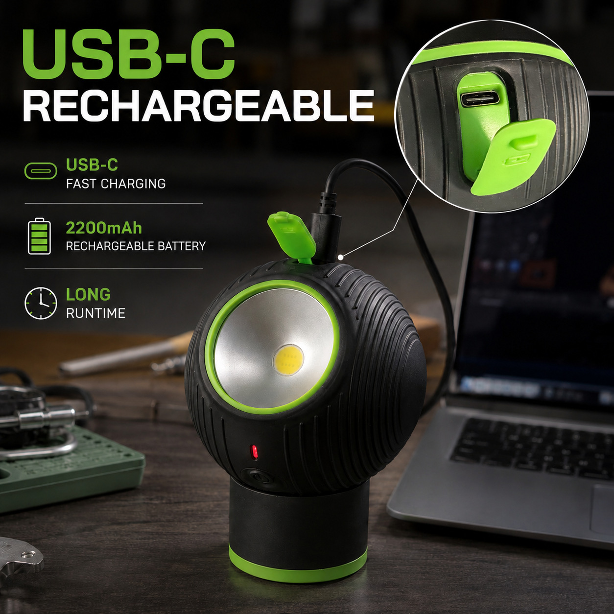 In-Stock Cross-Border 26 New Products Golf Work Light Rechargeable Maintenance Inspection Light Strong Illumination Light Strong Magnetic Auto Repair Light