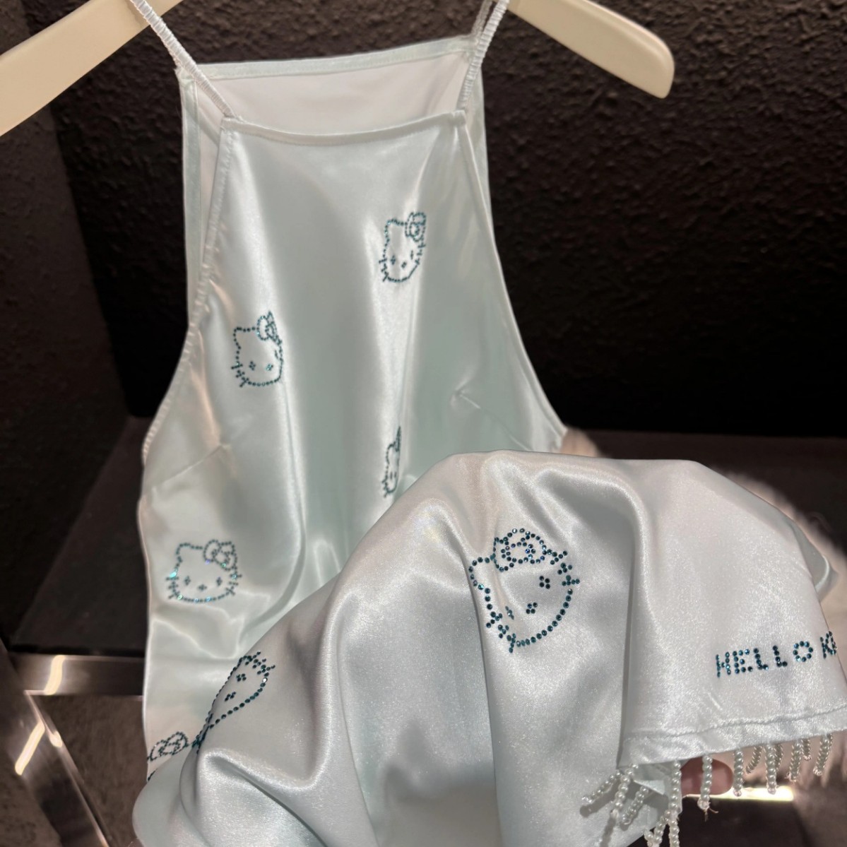 2025 New Kt Cat Bead Suspender Skirt Dark Green Suspender Nightgown Straps Are Not Adjustable, Non-Returnable and Non-Exchangeable