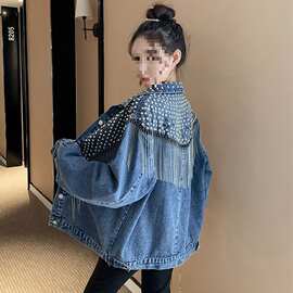 气质重工牛仔外套女现货新款帅气韩版宽松牛仔衣慵懒风女装潮