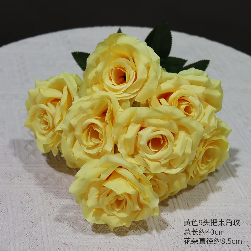 Serie de bodas de rosas amarillas Material floral de simulación Centro comercial de bodas Fondo de decoración de ventana Guía de ruta Arreglo floral Arreglo floral Arreglo floral