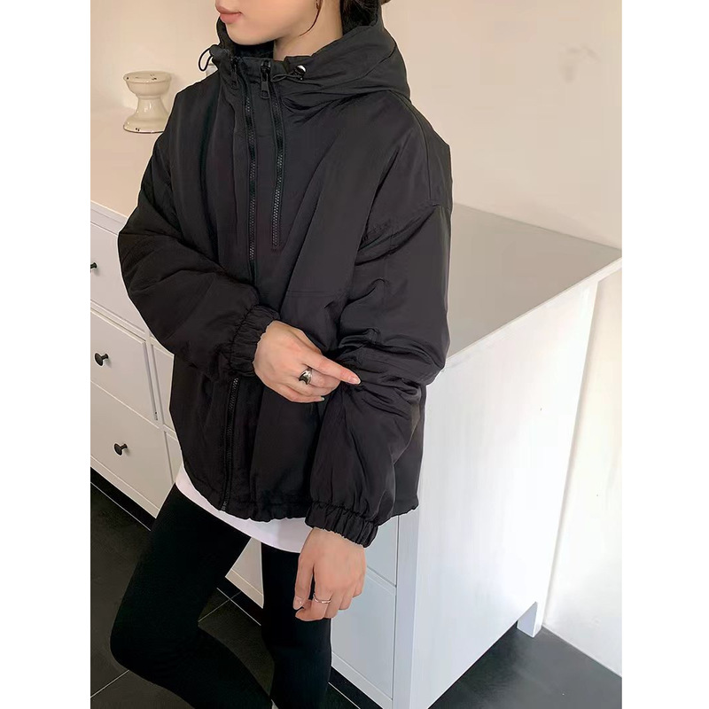 美式连帽棉服短款加厚外套女2025冬季新款韩版宽松百搭小个子棉衣|undefined