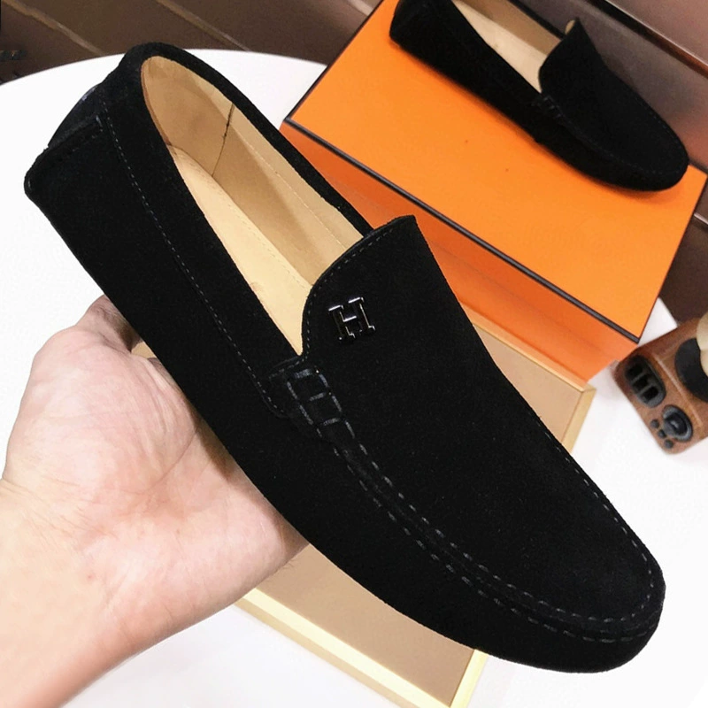 Мужские повседневные лоферы из натуральной европейской кожи, дышащие, замшевые, модные.