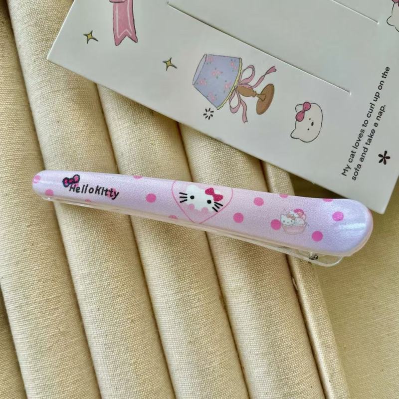 夏季新款猫咪粉色长条鸭嘴夹发夹日系甜美少女风鸭嘴夹发卡发饰夹|undefined