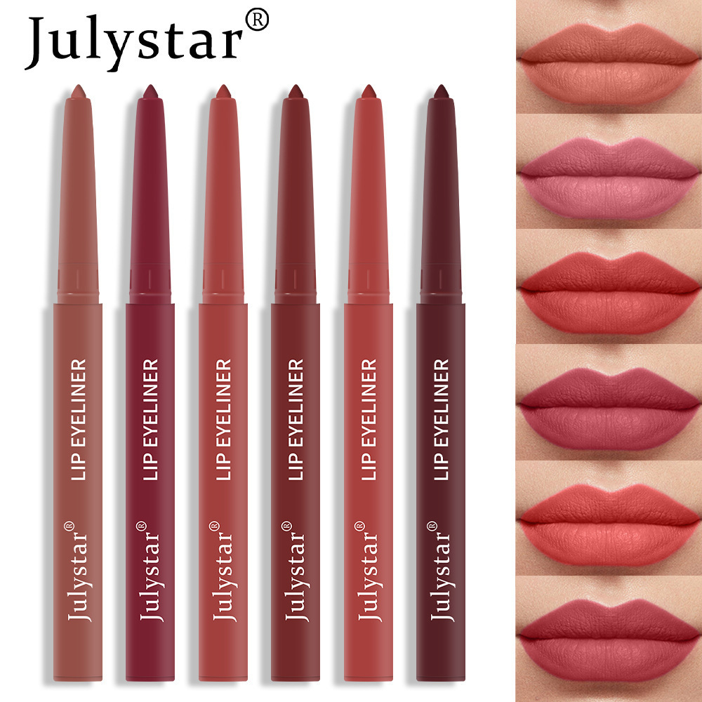 Julystar Long-Lasting, Colorfast Automatic Lip Liner, European and American Matte Multi-Color Imported Lip Pencil