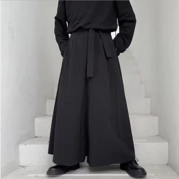 Chunqiu Yohji Yamamoto Diablo Men's Loose Elastic Personality Design Japanese Wide Leg Casual Pants Youth Culottes