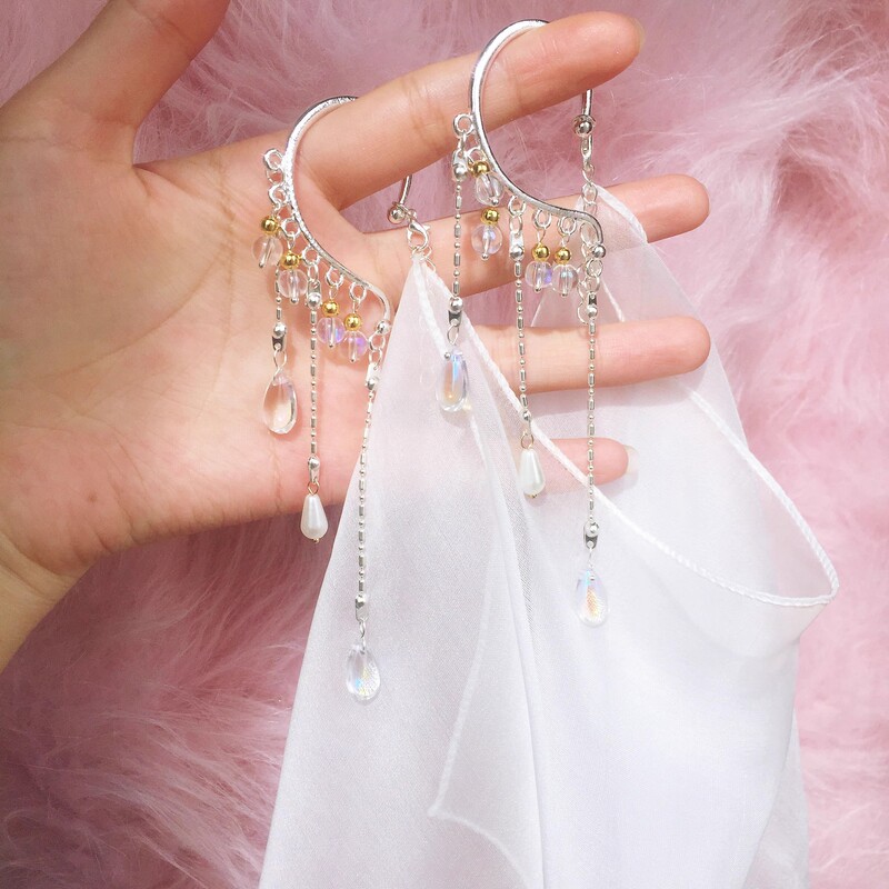 Han Dynasty Accessories Sun Protection Chiffon Veil Popular Super Fairy Ancient Style Face Covering Ear Hanging Tassel Palace Face Curtain Original Exotic