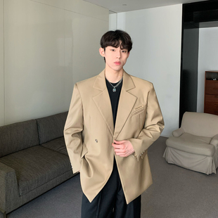 Korean Style Design Sense Pad Shoulder Jacket Men's Metal Decorative Simple Casual Suit Trend