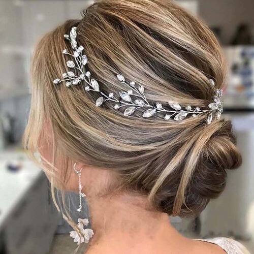 Amazon Bride Wedding Headscarf Crystal Silver Leaf Bridal Hair Accessories Bridal and Bridesmaid Rhinestone Hairband