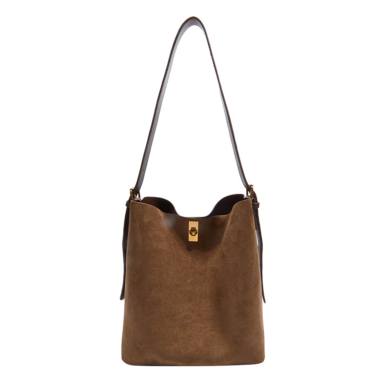 Autumn/Winter Bucket Bag Retro Suede Large Capacity Tote Bag For Women 2026 New Arrival Versatile Shoulder Crossbody Bag Set - Thumbnail 8