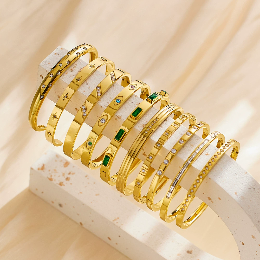 Bracelet stainless steel, golden accessory, does not fade, light luxury style, simple and elegant design, (Cross-border trading), high-quality style, wholesale