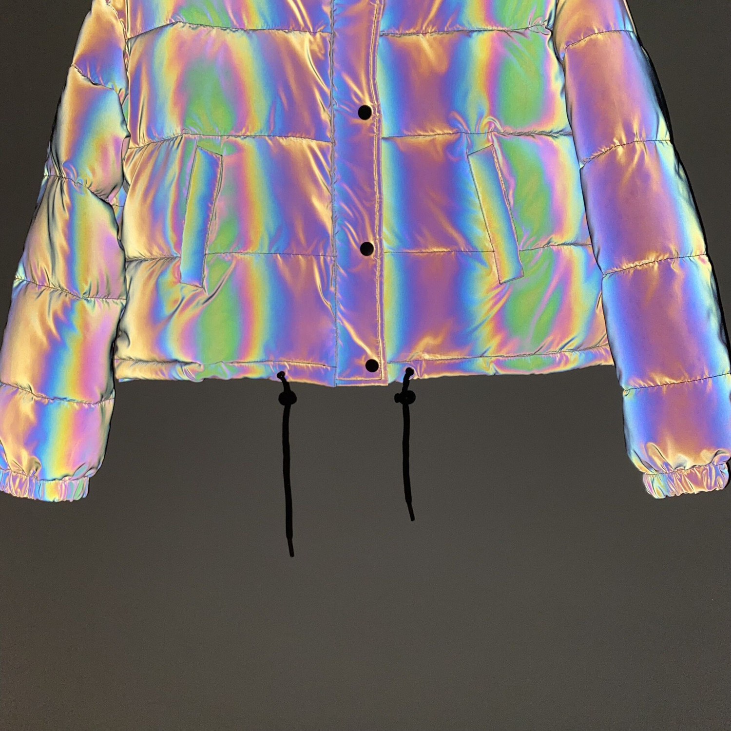 Men's Clothing stand collar reflective cotton coat for women fashion luminous thick cotton coat_voghion.com