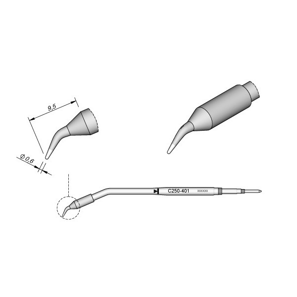西班牙 JBC C250401 弯形烙铁头Ø0,6 C250-401