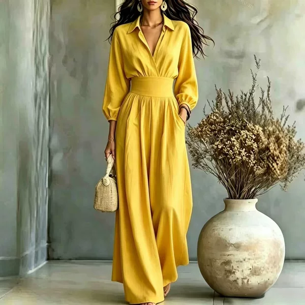 2026 European and American cross-border autumn and winter new women's clothing Amazon elegant waist-cinching stylish women's jumpsuit