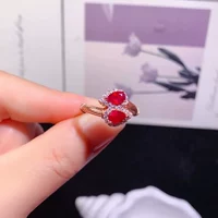S925 инкрустированные натуральные рубиновые кольца Близневые камни Горячая продажа мода змея скручивание капли воды Caibao основной камень 4x6mm