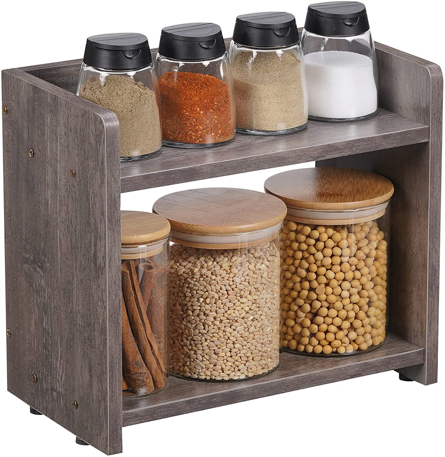 Solid wood kitchen rack storage rack countertop seasoning rack small…