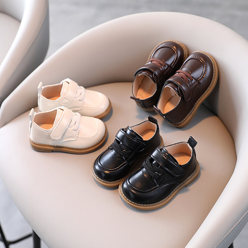 Baby small leather shoes 2024 spring new style male baby toddler shoes soft sole casual leather shoes single shoes beanie shoes wholesale