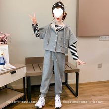 女童春装卫衣套装2023韩版儿童洋气网红童装春秋季女孩运动三件套