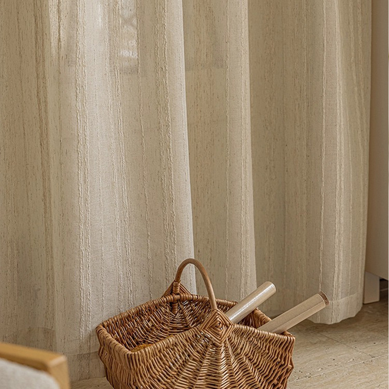 Ventana de lona japonesa de estilo de lino, ventana medieval, ventana flotante de la sala de estar, madera, viento transparente, hilo blanco opaco