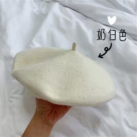 秋冬ホット販売レトロベレー帽女性日本森スタイル文学ウール画家帽子ウール無地|undefined